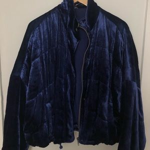 Free people velvet blue bomber
